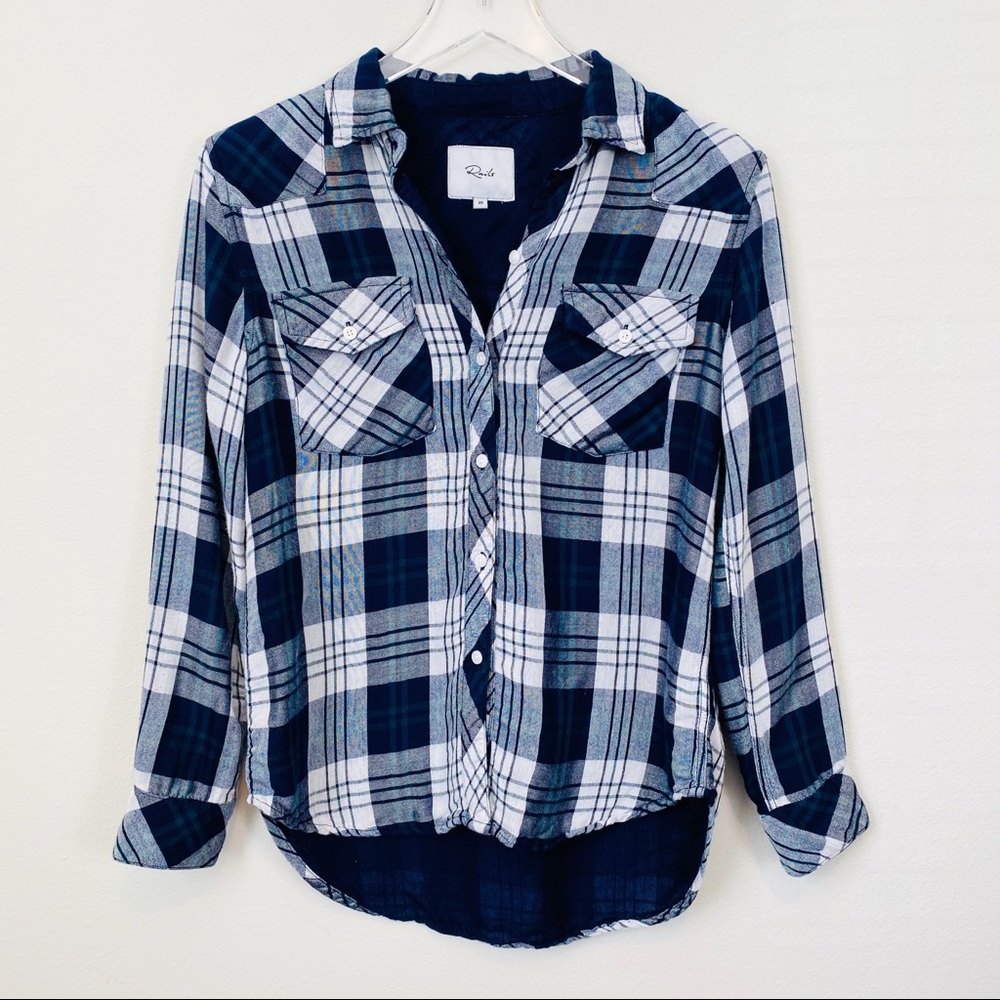 RAILS | Navy and White Flannel Button Down Shirt